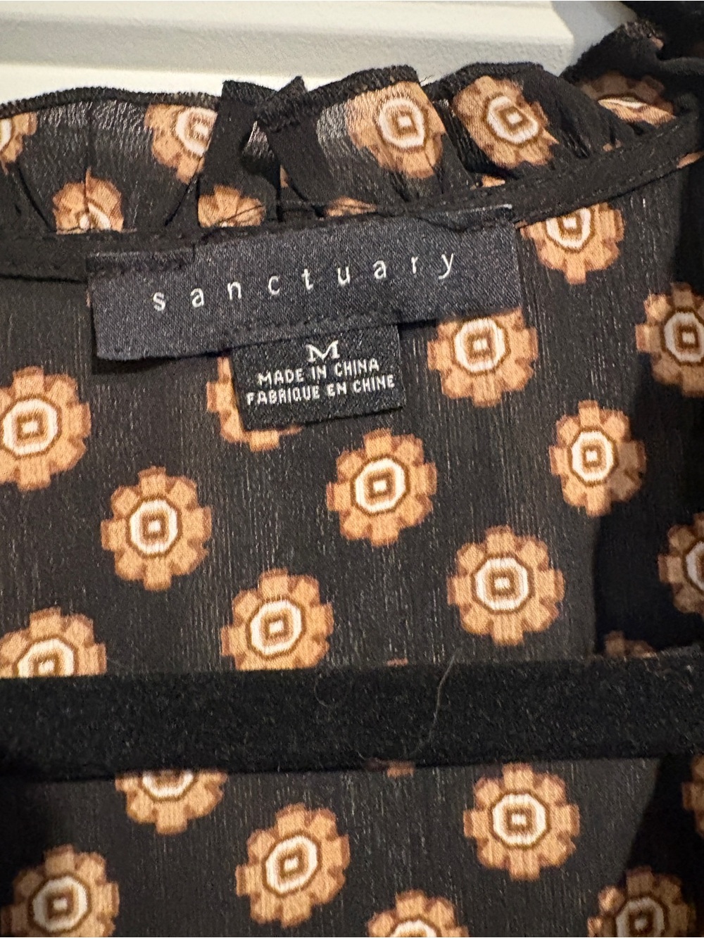 Sanctuary Black Blouse with Tan Floral Medallions - Picture 2 of 2